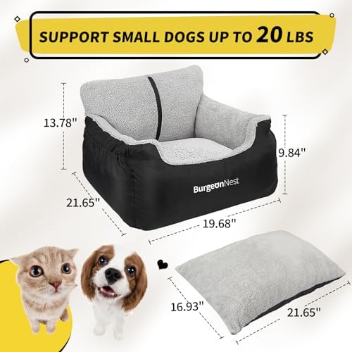 BurgeonNest Dog Car Seat for Small Dogs & Cats Under 25 lbs,Black - Image 3