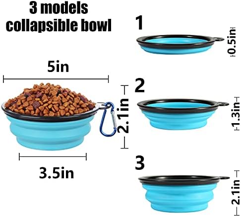 SLSON Dog Bowls Pet Collapsible Bowl with Cover Lids, 2 Pack Travel Bowls - Image 3