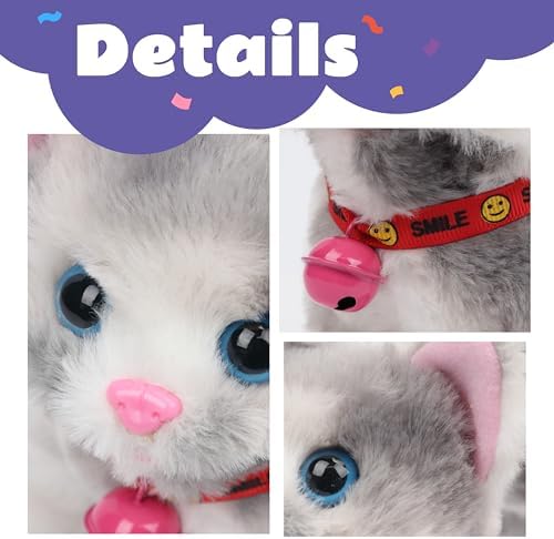 Walking Grey Cat Stuffed Animal Talking Interactive Plush Toy - Image 5
