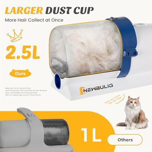 NEWBULIG Pet Grooming Vacuum Kit for Cats and Dogs, 2.5L Dust Cup - Image 2