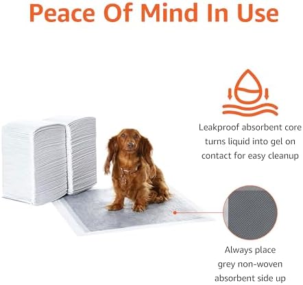 Amazon Basics Carbon Odor Control Dog and Puppy Pee Pads, 5-Layer Leak-Proof Super Absorbent, Quick-Dry Surface for Potty Training, Regular Size 22"x22", Gray, 120 Count - Image 4