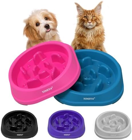 YINEYA 2PCS Anti-Choking Slow Feeder Dog Bowls Small Size Dog, Slow Feeder Cat Bowl, Supplies and Puzzle for Pet by YINEYA
