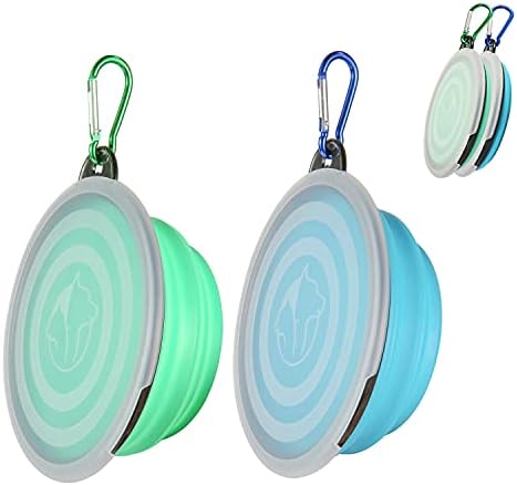 SLSON Dog Bowls Pet Collapsible Bowl with Cover Lids, 2 Pack Travel Bowls by SLSON