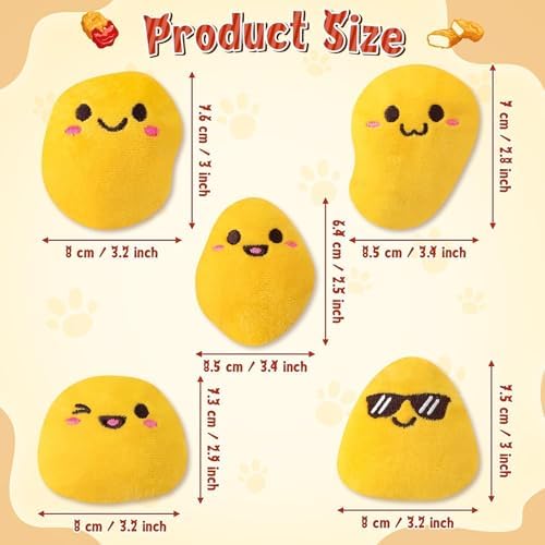 L1rabe Chicken Nugget Catnip Stuffed Toys for Cats- Gifts for Kitten Lovers - Image 2