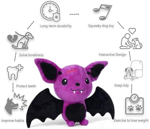 Blnboimrun Halloween Dog Toys for Aggressive Chewers, Squeaky Plush Bat with Crinkle Paper, Durable Interactive Chew Toys for Small, Medium & Large Dogs, Indoor Outdoor Play Pet Gift - Image 4