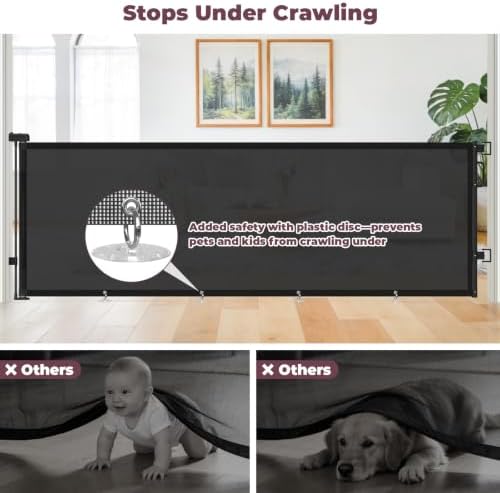 96" Retractable Baby Gate, Long Mesh Dog Gate for Garage Deck Porch - Image 3