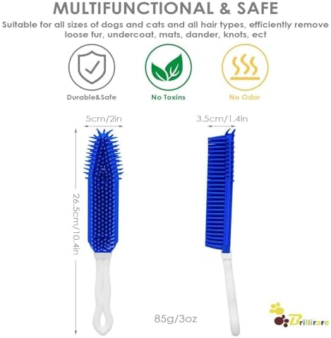 2 Pack Dog Grooming Bath Brush, Premium Soft Silicone Pet Brushes with Handle, Shampoo Soothing Comb for Wet Dry Long Short Haired Dogs & Cats Massaging, Deshedding Shower Scrubbing - Image 2