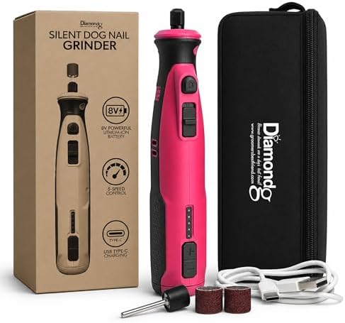 Diamondg Cordless Dog Nail Grinder - Quiet Sound with LED Light, Pink by Diamondg