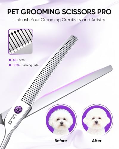 ULG 7.5 Inch Curved Thinning Shears for Dogs, 46T Grooming Scissors - Image 2