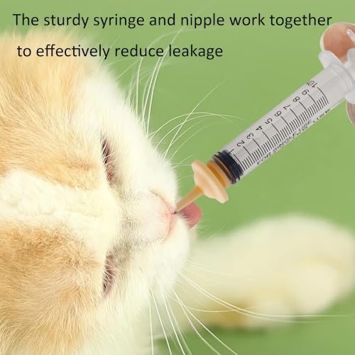 Pet Feeding Syringe Set, 5ml & 10ml Syringes with 10 Silicone Nipples for Newborn Kitten Puppy, Small Animals, Rabbit, Dog, Cat, Squirrel, Bird Nursing and Hand Feeding - Image 6