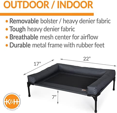 K&H Bolster Dog Cot Cooling Indoor/Outdoor Dog Bed,Charcoal Small 17" X 22" - Image 2
