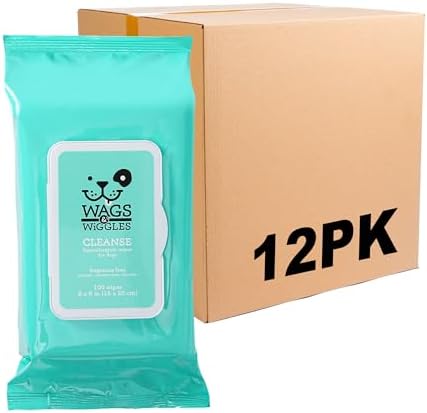 Wags & Wiggles Hypoallergenic Dog Wipes, Fragrance-Free, 100 Count, 12-Pack by FetchforPets