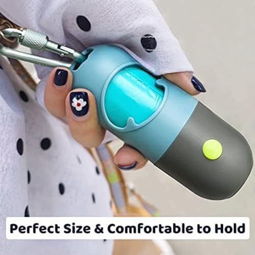 Dog Poop Bag Dispenser with Built-in LED Flashlight and Metal Clip for Leash, Pet Waste Bag Holder, Dog Walking Accessory (Blue) - Image 4