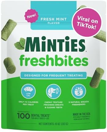 Minties FreshBites Low-Calorie Dental Chews for Dogs, 100 Ct by Minties