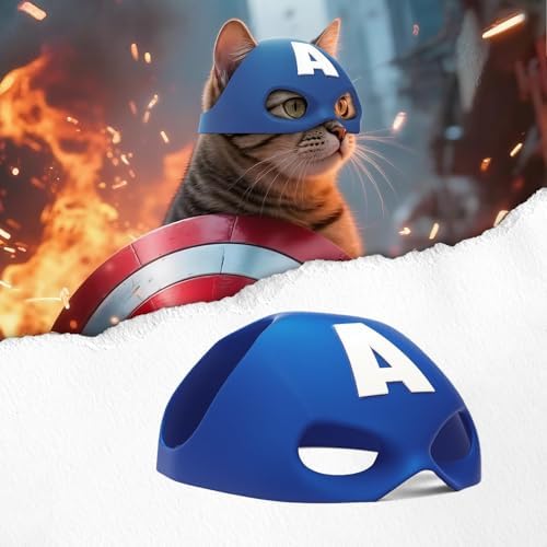 Yipintang Cat Bat Mask Halloween Costumes Accessories for Cats, Cat Bat Cosplay Apparel (Medium, Blue Captain) by YIPINTANG