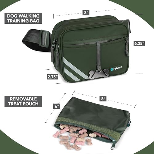PetAmi Dog Walking Bag, 3-in-1 Crossbody Fanny Pack Treat Pouch,Olive Green - Image 2