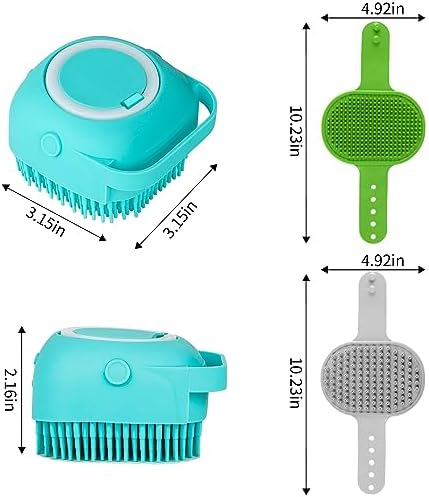 Comotech 6PCS Dog Bath Brush & Dog Toothbrush | Adjustable Handle Shampoo Brush & Scrubber for Short & Long Haired Dogs & Cats | Effectively Solve Odor & Stain Removal Problems (Blue Green Gray) - Image 6