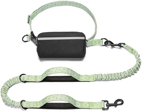 iYoShop Hands Free Dog Leash with Zipper Pouch, Green Heart, Large by iYoShop