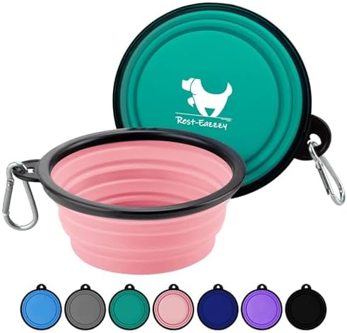 Rest-Eazzzy Collapsible Dog Bowls, 2 Pack Sturdy Portable Dog Water Bowls by Rest-Eazzzy