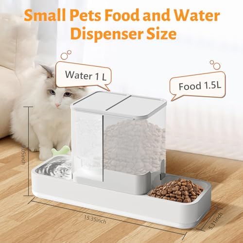 Yummy Sam Automatic Small Pet Feeder and Water Dispenser, White - Image 2