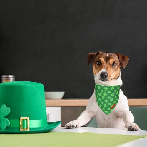 ADOGGYGO St. Patrick's Day Dog Bandana, Green Shamrock Pet Scarf, Adjustable Fit Saint Patrick Bandanas for Medium Large Dogs (Large) - Image 2