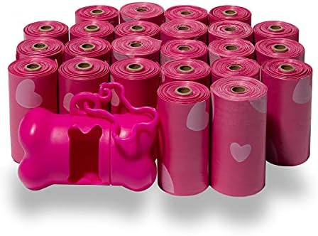 Best Pet Supplies Poop Bags for Dogs - Pink Heart, 360 Count by BestPetSuppliesLLC