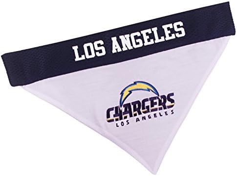 NFL DOG BANDANA - LOS ANGELES CHARGERS REVERSIBLE PET BANDANA. 2 Sided Sports Bandana with a PREMIUM Embroidery TEAM LOGO, Large/X-Large. - 2 Sizes & 32 NFL Teams available by PETSFIRST