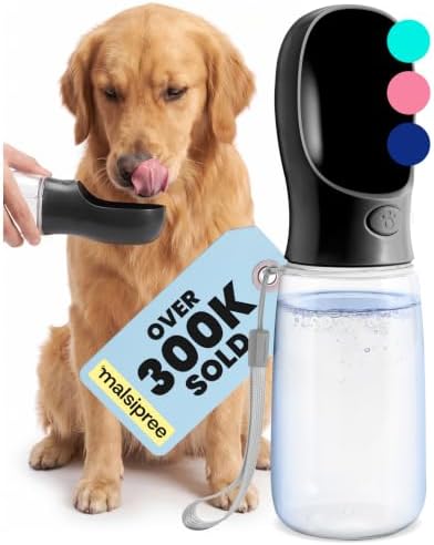 MalsiPree Dog Water Bottle Dispenser - 12 oz Black, Leak-Proof by MalsiPree