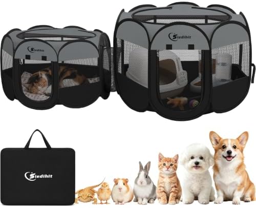 Dog Cat Playpen 2-in-1 Indoor Outdoor for Puppy Pet Recovery After Surgery by Siedihit
