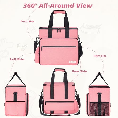 5 Set Dog Travel Bag for Supplies, Dog Lovers, Large Pet Travel Kit Includes 2 Food Containers, 2 Collapsible Bowls, Pink - Image 4