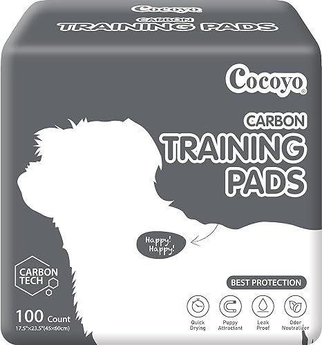 COCOYO Dog Training Pads丨Carbon Absorb Eliminating Urine Odor Puppy Pads丨Premium Charcoal Dog Pee Pads (100 Count, 17.5x23.5 inch) by COCOYO