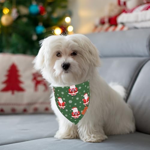 PTDECOR Christmas Dog Bandana, Red Green Xmas Santa Dog Scarf, Small - Image 3