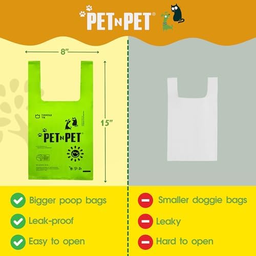 Pet N Pet Poop Bags for Dogs, 200 Count, Unscented, Tie Handles Thick - Image 2