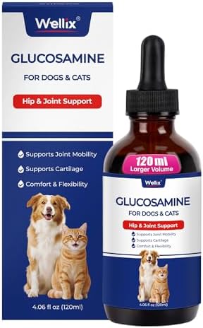 Wellix 4 oz Joint Supplement Drops for Dogs & Cats - Mild Turmeric Formula by Wellix