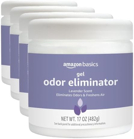 Amazon Basics Gel Odor Eliminator, Activated Charcoal, Lavender Scent, 17 Oz, 4-Pack by AmazonBasics