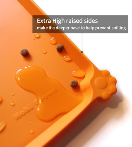 Hoki Found L Silicone Non Slip Pet Dog Cat Bowl Mats - Placemat - Feeding Mat - Waterproof - For Carpet - Orange - Image 2