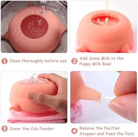 Puppy Feeder for Multiple Puppies, Pet Milk Feeder with Silicone Dog Nursing Station of 4, Puppy Milk Replacer for Puppies/Kittens - Image 3