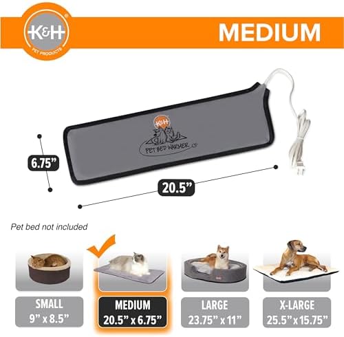K&H Pet Bed Warmer, Safety Listed, Cat Heating Pad, Medium 20.5x6.75in Gray - Image 2