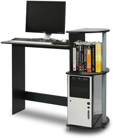 Furinno COMPACT Desk, 28.5" Wide Gaming Desk with Shelves, Computer Desk with Book Shelf, Office Desk for Home Office, Study Room, Dorm, Bedroom, Black by Furinno-FitsYourSpaceFitsYourBudget