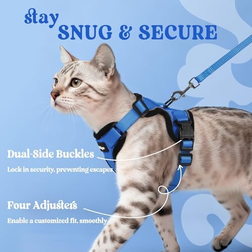 rabbitgoo Cat Harness and Leash Set, Escape Proof Vest, Navy Blue - Image 6