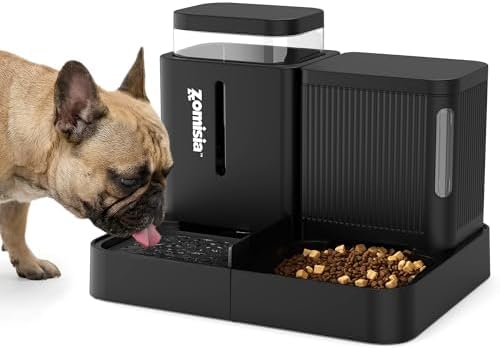 ZOMISIA Gravity Dog Food and Water Dispenser, 1.6 Gallon x 2, Black by Zomisia