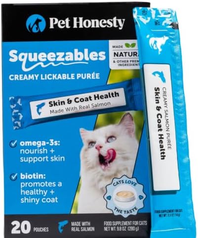 Pet Honesty Vet Backed Cat Skin & Coat Supplement Puree, Salmon, 20 Ct by PetHonesty
