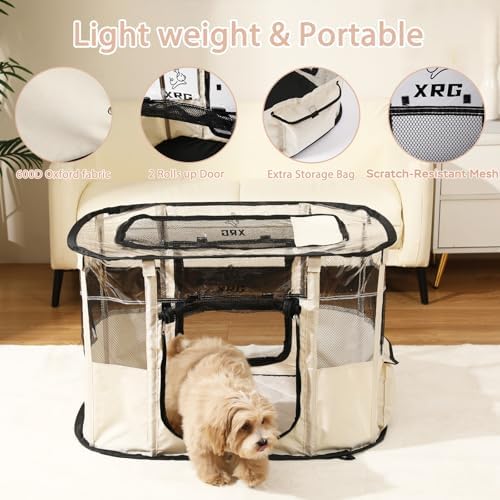 XRG Foldable Dog Playpen with pad，Indoor Cat Kennel L(35.4"x27.6"x23.6") - Image 5