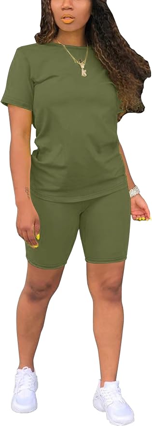 STOLKISS Women 2 piece Short Sets Classic Striped Outfits Summer Casual Short Sleeve T-Shirt and Short Jogger Tracksuits Sets by STOLKISSWOMENSCLOTHES