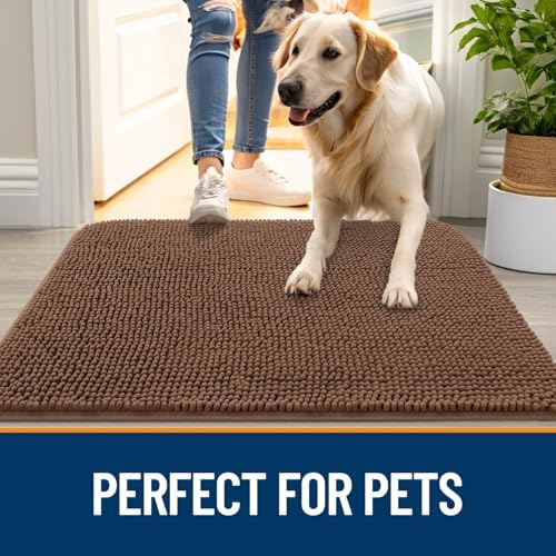 OLANLY Dog Door Mat for Muddy Paws 54x32, Super Absorbent Chenille Mud Mat - Image 6