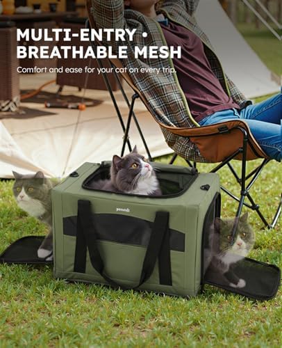Pecute Cat Carrier Stable, Pet Carrier with Privacy Partition,Green - Image 6