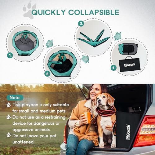 Goozii Pet Cat Playpen for Indoor Cats Enclosed, Puppy Dog Play Pen for Outdoor Travel Camping (Large Size, Green & Dark Grey) - Image 6