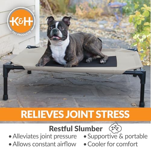 K&H Outdoor Elevated Dog Bed for Small & Medium Pets, Taupe, Medium 32x25in - Image 5