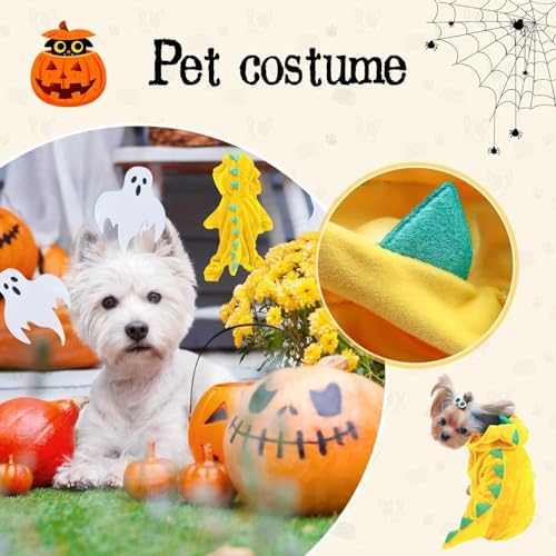 Hotumn Dinosaur Dog Halloween Costume Pet Dino Hoodie for Small Dogs (Large, Yellow) - Image 5