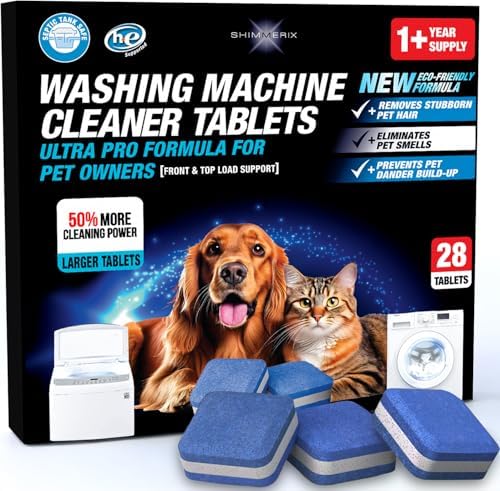 Washing Machine Cleaner New Ultra Pro Tablets, 50% Stronger for Pet Owners by SHIMMERIX